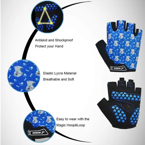 Vista 2 de MOREOK Guantes de ciclismo para niños y niñas - almohadilla de gel transpirable antideslizante de 0.118 pulgadas Guantes de ciclismo para niños