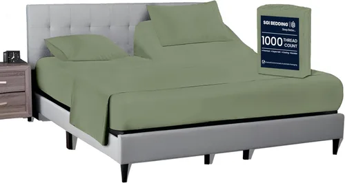 Vista 19 de SGI bedding Sábana Queen de 28" con Parte Superior Dividida Flex Head, 100% Algodón Egipcio, Cuenta de Hilos 1000, Sábana Superior Flex para Cama