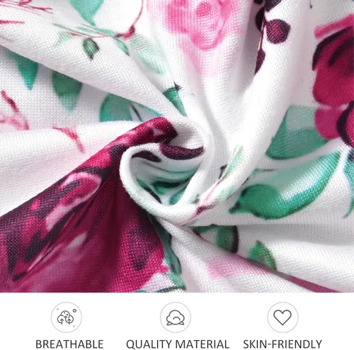 Vista 3 de fioukiay Conjunto de ropa para bebé recién nacida, pantalones florales con volantes