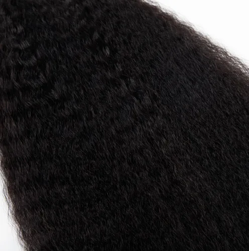 Vista 4 de Cabello humano rizado lacio, trenzado, sin trama, 3.53 oz (1 paquete-4 unidades), cabello humano liso Yaki a granel para trenzas Bohe, cabello micro
