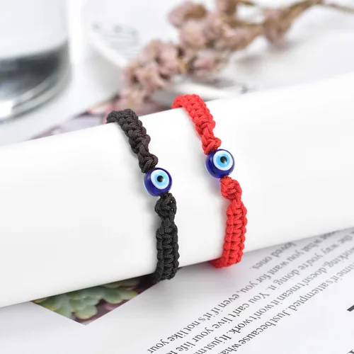 Vista 3 de Tarsus Pulsera ajustable de ojo malvado grande de cábala, amuleto de cuerda roja Nazar para familia, pareja, mejor amigo, mujeres, hombres y niñas