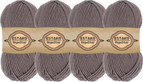 Vista 14 de Estako Megastar, 3.52 Oz (100g) de hilo de acrílico 75% y lana 25%, suave, peso grueso voluminoso #5 para crochet y tejer 120 yardas (110m)