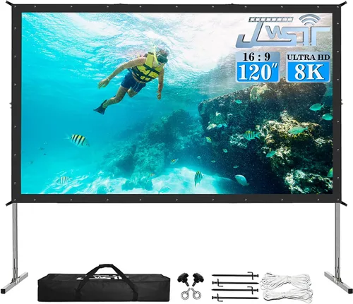 Vista 8 de Pantalla de Proyector para Interiores, JWSIT Pantalla de Cine para Exteriores de 100 pulgadas - PVC Mejorado de 3 Capas 16:9 Pantalla de Proyector