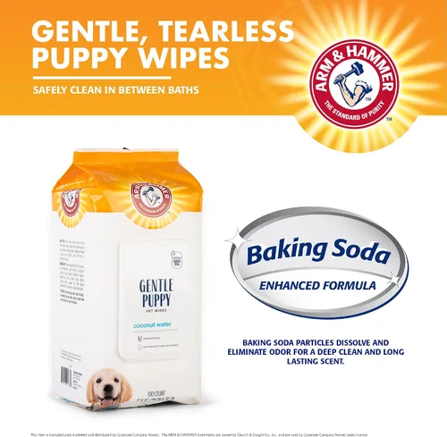 Vista 2 de Arm & Hammer Toallitas de aseo para perros - Toallita desodorizante natural para mascotas con coco - Artículos esenciales y suministros de viaje