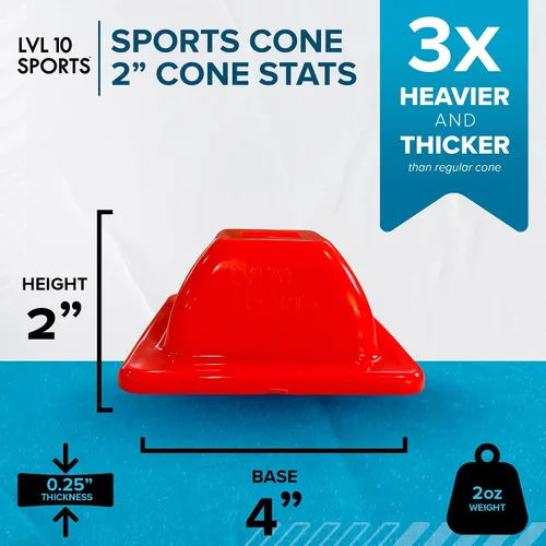 Vista 2 de LVL10 Pro - Conos de entrenamiento – Mini conos de fútbol de 2 pulgadas para entrenamiento deportivo – para ejercicios de baloncesto, fútbol