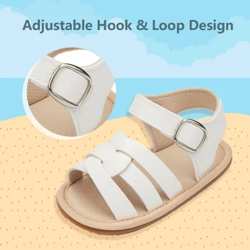 Vista 4 de CENCIRILY Sandalias de verano para bebés, niñas y niños, con lazo y suela de goma suave, zapatos planos para caminar
