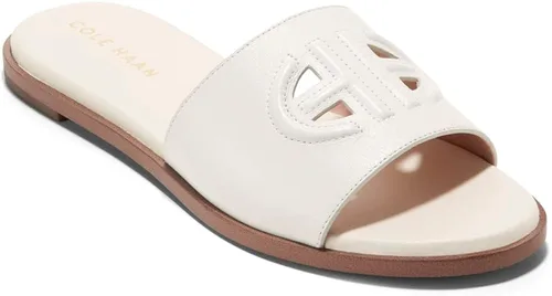 Vista 4 de Cole Haan Flynn Logo Slide Sandalia plana para mujer, Piel de garceta