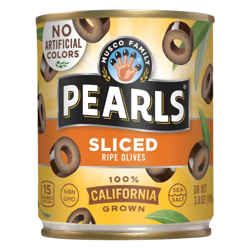 Vista 10 de Pearls Aceitunas maduras en rodajas, paquete de 3 unidades, latas de 2.25 onzas California-Grown Manzanilla Olives, Non-GMO Verified, Gluten-Free