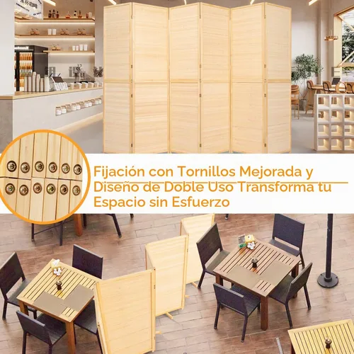 Vista 7 de Divisor de habitación de bambú, pantallas plegables de privacidad, divisor de pared para separación de habitaciones, divisores y divisores