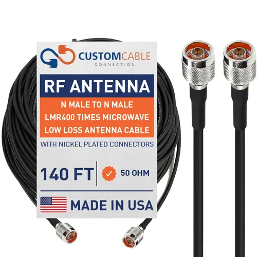 Vista 7 de Custom Cable Connection Cable de antena coaxial de baja pérdida de 10 pies N macho a N macho LMR400 veces para microondas de 50 ohmios para Negro