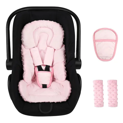 Vista 14 de Inserto de Asiento de Coche para Bebé Niño Niña, Inserto de Asiento de Coche 3 en 1 para Recién Nacido con Almohadillas y Correas, Respaldo