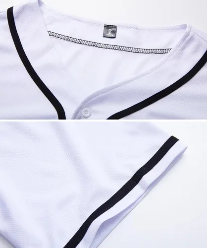 Vista 3 de babyhealthy Camiseta de béisbol en blanco con botones para hombre, camisetas de hipster, camisetas de softbol deportivo