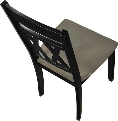 Vista 11 de Lexicon Silla de comedor de madera estilo granja, juego de 2, respaldo cruzado doble, sillas rústicas sin brazos, muebles de cocina y comedor, Negro
