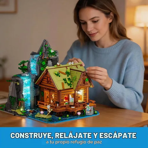Vista 8 de Lumibricks Waterfall-Cabin Lighting Building Set, 2539 Pcs Landscape Set
