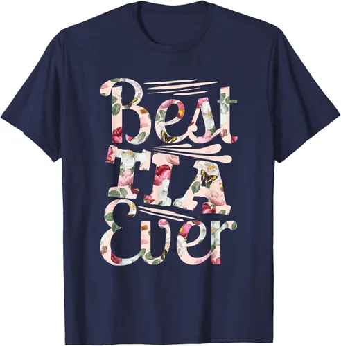 Vista 32 de Camiseta para mujer con texto en inglés "Best Tia Ever" Negro