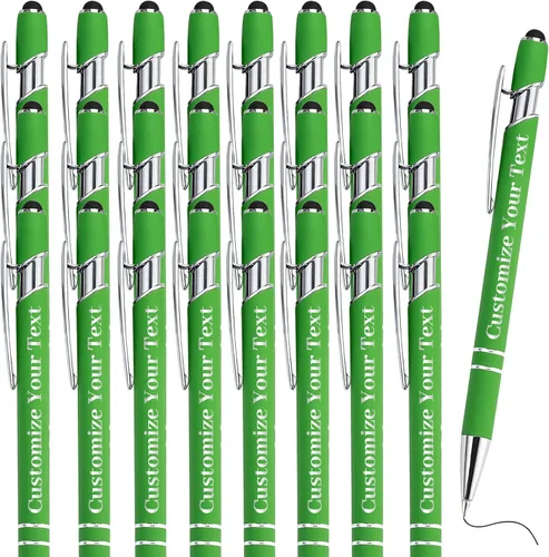 Vista 30 de Hasta 500 bolígrafos personalizados a granel con lápiz capacitivo, grabado, juego de bolígrafos con tu nombre, texto para mujeres de negocios