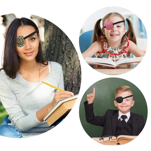 Vista 5 de Paquete de 4 parches para los ojos, parche médico suave ajustable para ambliopía y cubierta para ojos perezosos para niños/adultos, 4