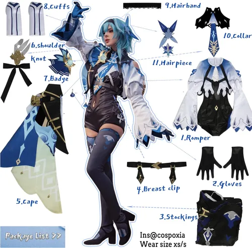 Vista 4 de NSPSTT Eula Cosplay Genshin Impact Cosplay para mujer disfraz de Halloween de cuero romper