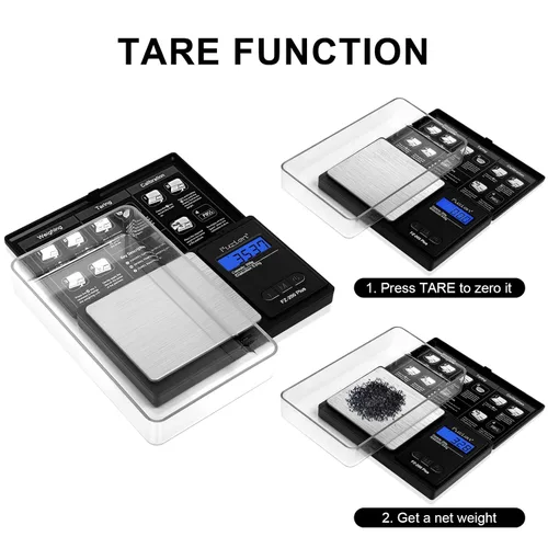 Vista 4 de Báscula digital de bolsillo de Fuzion, precisión de 0.01 gramos, báscula mini de 200g, báscula pequeña para alimentos, joyería, hierbas, especias