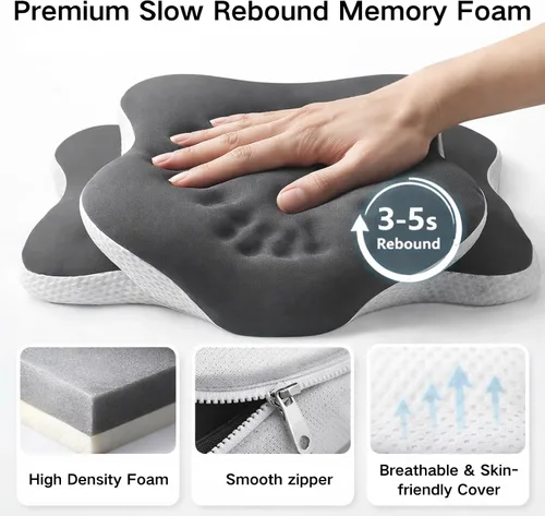 Vista 5 de Almohada cervical cervical, almohada ergonómica de espuma viscoelástica transpirable, almohadas cervicales para cuello para dormir de lado y espalda