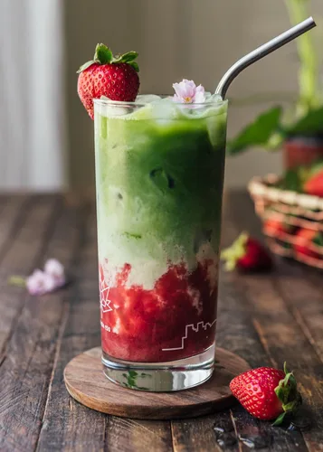 Vista 5 de Té matcha japonés de primera calidad Polvo de té verde matcha con sabor a fresa, grado culinario japonés, en sobres de 0.28 oz, 40 bolsitas 8