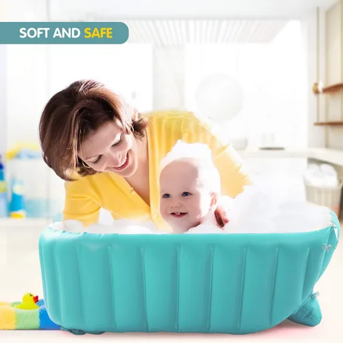 Vista 4 de Bañera inflable para bebé con bomba de aire, bañera para bebé, bañera para niños pequeños, lavabo de ducha plegable para recién nacido, bañera