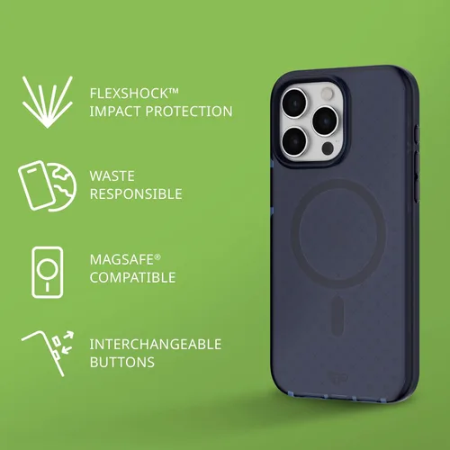 Vista 3 de Tech21 Evo Check - Funda para iPhone 15 Pro Max, compatible con MagSafe, funda de protección contra impactos, color azul medianoche