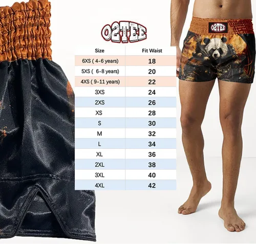 Vista 4 de O2TEE Muay Thai Pantalones cortos de boxeo MMA Kickboxing Estilos Tradicionales Pantalones Cortos Nation Bop