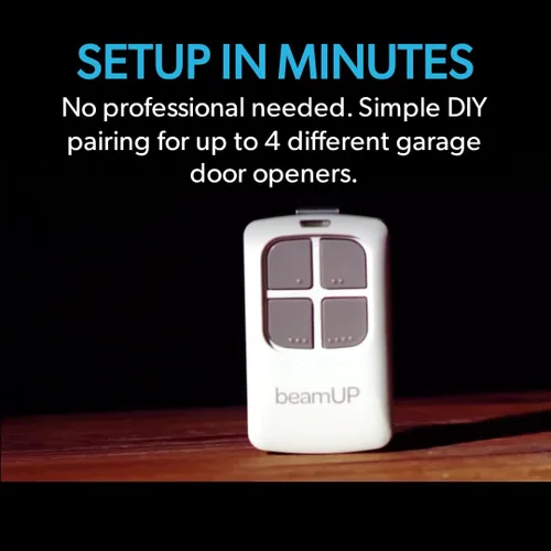 Vista 3 de beamUP Transmisor remoto universal para puerta de garaje, control remoto de puerta de garaje de 4 botones para operar 4 puertas de garaje separadas