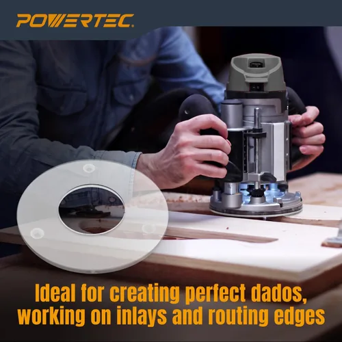 Vista 5 de POWERTEC Placa base de router de 2-1/2 pulgadas de diámetro, acrílico transparente con múltiples agujeros preperforados, tornillos para fácil