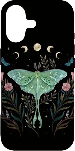 Vista 32 de Funda estética Witchy Luna Moth Flower Floral Moon Phases para iPhone 12 mini
