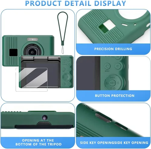 Vista 6 de Funda de silicona para cámara digital Pixpro C1 con cubierta extraíble para lente y protector de pantalla y cordón para accesorios pixpro C1