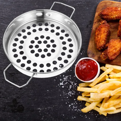 Vista 7 de Housoutil Colador de agujeros grandes con asa, colador de agujero de acero inoxidable, vaporizador de cocina para espaguetis, fideos, verduras