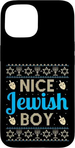 Vista 6 de Nice Jewish Boy Ugly Hanukkah Sweater Funny Jewish Chanukkah Case for iPhone 16
