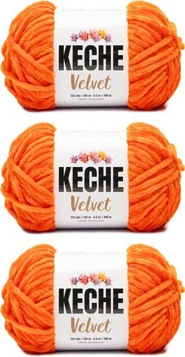 Vista 97 de Keche Hilo para ganchillo, hilo de terciopelo, chenilla suave, manta de bebé voluminosa amigurumi Yarn 3.53 oz (132 yardas) - Arona