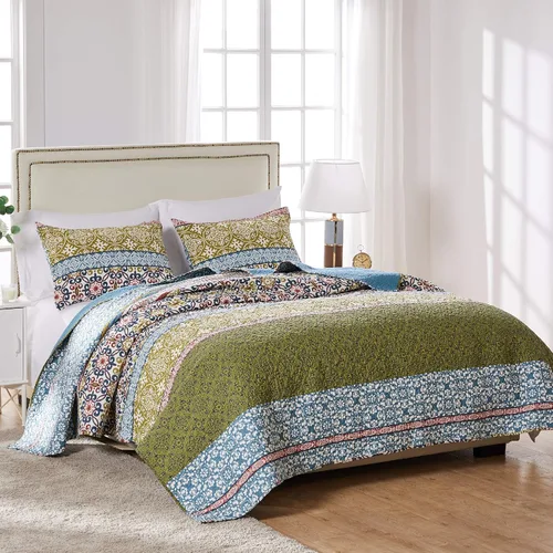Vista 15 de Greenland Home Colección de edredón 100% algodón, prelavado, juego de edredón reversible, 2 piezas, individual/XL, Bliss