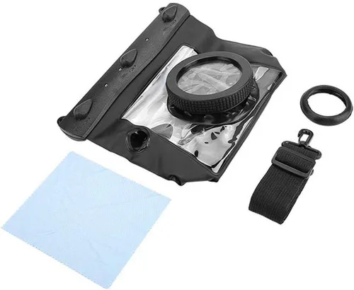 Vista 9 de Estuche de carcasa de cámara subacuática, bolsa protectora impermeable de 65.6 ft para cámaras DSLR SLR sin espejo (negro)