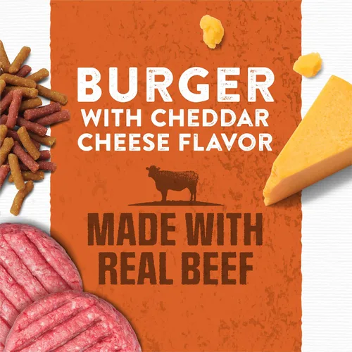 Vista 3 de Purina Moist and Meaty Hamburguesa con Sabor a Queso Cheddar Comida Seca Suave para Perros en Bolsas - 36 ct. Bolsa