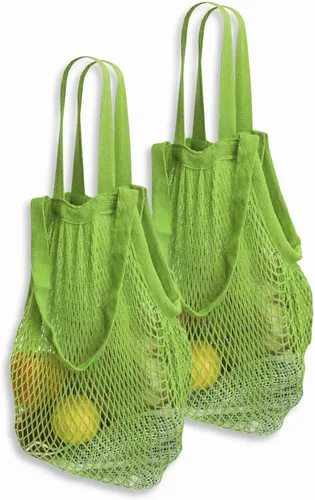 Vista 3 de Simple Ecology Bolsa de cuerda de doble asa de algodón orgánico resistente, Verde 2