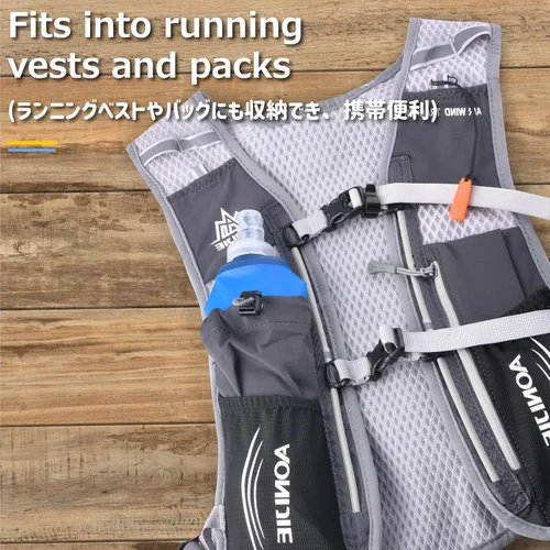 Vista 7 de Azarxis - Botellas plegables de frasco suave de TPU, libres de BPA, 250ml 350ml 500ml 600ml para cinturón de hidratación, mochila, correr