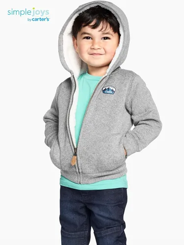 Vista 2 de Simple Joys by Carter's Chaqueta unisex con capucha para bebés con forro de sherpa