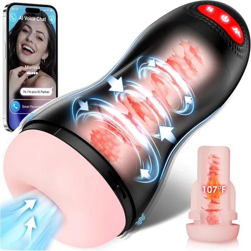 Vista 7 de Masturbador masculino automático, bomba de pene con 9 succiones y 10 vibraciones y calentamiento, juguetes sexuales masculinos, masturbador