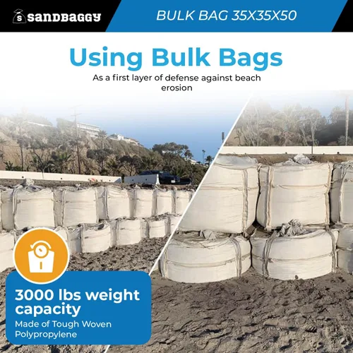 Vista 3 de Sandbaggy FIBC Bolsa a granel 35 pulgadas de largo x 35 pulgadas de ancho x 50 pulgadas de alto Bolsas de arena grandes Bolsa de grado