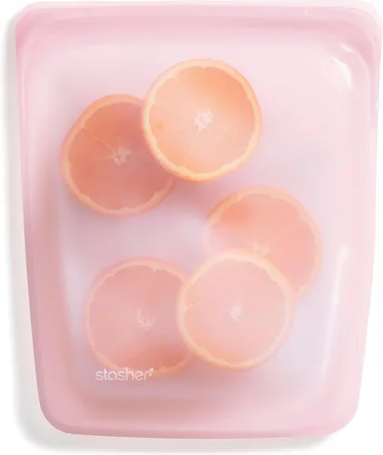 Vista 16 de Bolsa de almacenamiento de alimentos reutilizable de silicona premium Stasher de medio galón, color negro, apta para microondas, sous vide