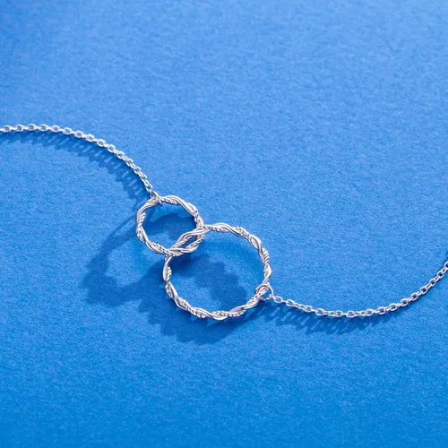 Vista 3 de AM ANNIS MUNN Collar para madre e hija, regalo de suegra de plata de ley 925 para mujer, collar de círculo infinito para mujer, collares para mujer