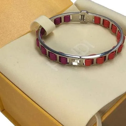 Vista 5 de Fendi The Fendista 880923 - Pulsera de piel color naranja fucsia