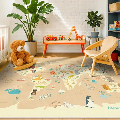 Vista 25 de Alfombra preescolar del alfabeto de 3 x 5 para niños pequeños, alfombra de juego ABC suave para el aprendizaje del bebé, alfombra educativa