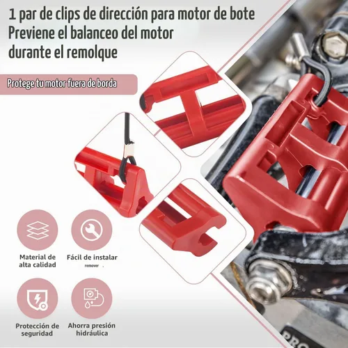 Vista 3 de Bloqueo de Dirección Hidráulica Fuera de Borda de 4" Steer Stop para Remolque/Transporte de Motor Fuera de Borda 1 Par Rojo