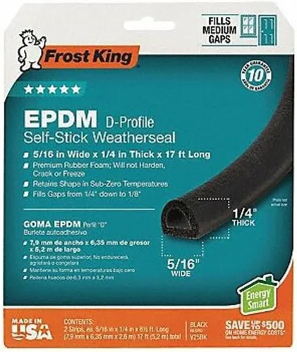 Vista 8 de Frost King V23WA Cinta de sellado meteorológico de goma acanalada autoadhesiva, 3/8" A, 1/8" G, 17 pies L, Blanco