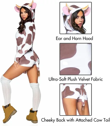 Vista 3 de Leg Avenue - Disfraces de animales adorables y variados para mujer Vaca cómoda